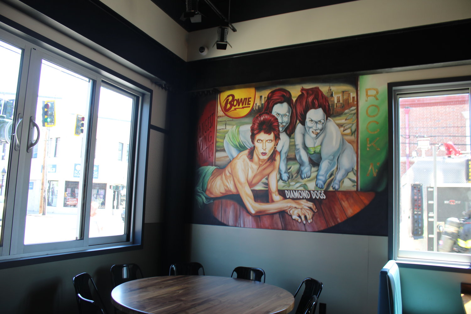 A mural inspired by the cover art for David Bowie’s 1974 album, “Diamond Dogs.”